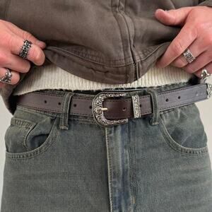 Y2K Brown Western Cowboy Belt – Boho Style, Unisex, Fits 26–34, Brand New